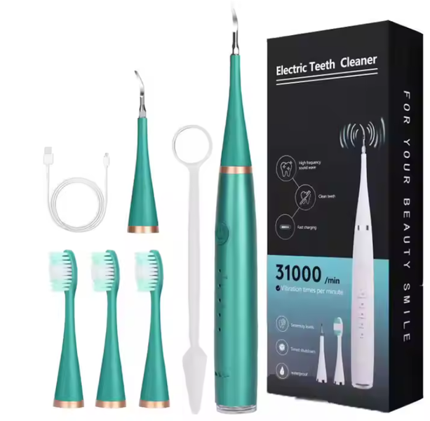 Premium Electric Toothbrush Kit with 3 Heads Scaler &amp; USB - Adults &amp; Kids