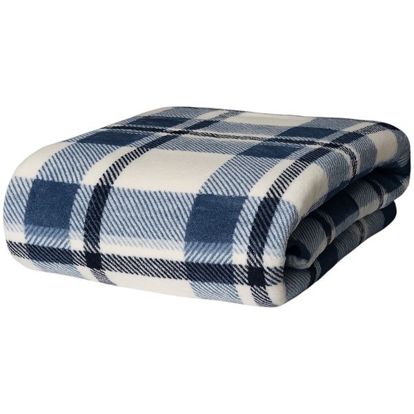 King Plush Blanket 274cm - Blue and White