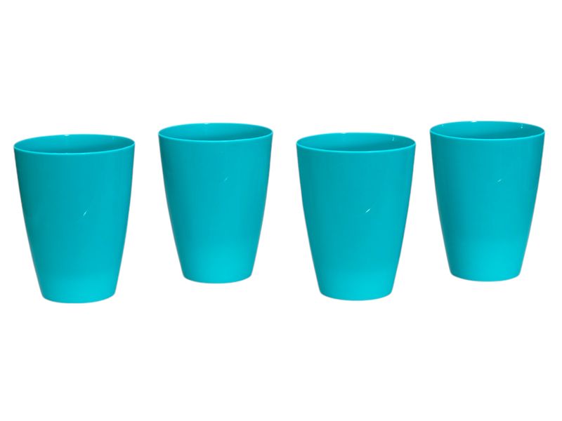 Blue Plastic 4 Piece Tumbler Set - 400ml
