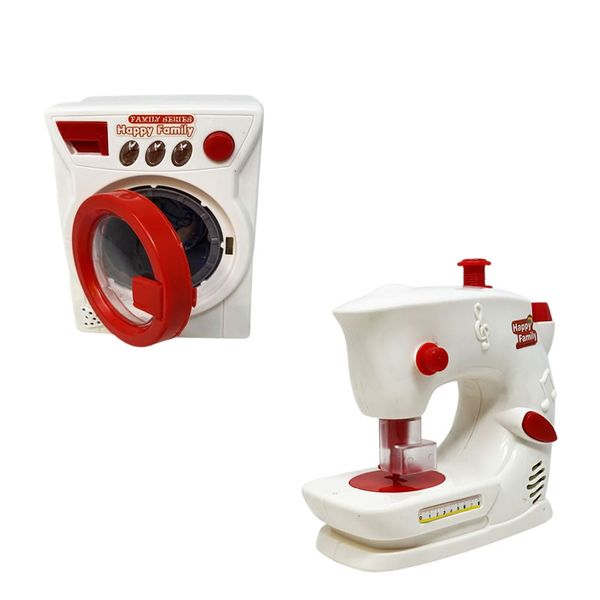Pretend Play Set of Sewing Machine and Washing Machine for Kids