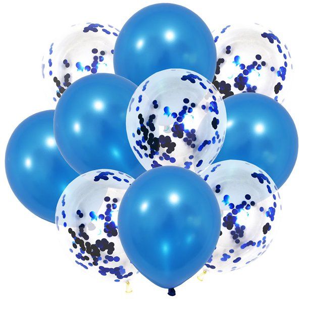 20 Piece - Metallic blue and Confetti Helium Balloons (Round) | Shop ...