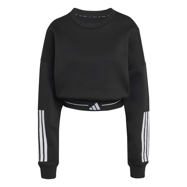 adidas Women's Hyperglam 3-Stripes Cropped Crewneck Sweatshirt - Black