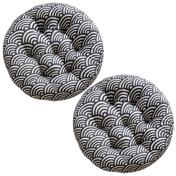 Decor Cotton Flax Round Square Cushion Pads (Waves) Set of 2 - 45cm