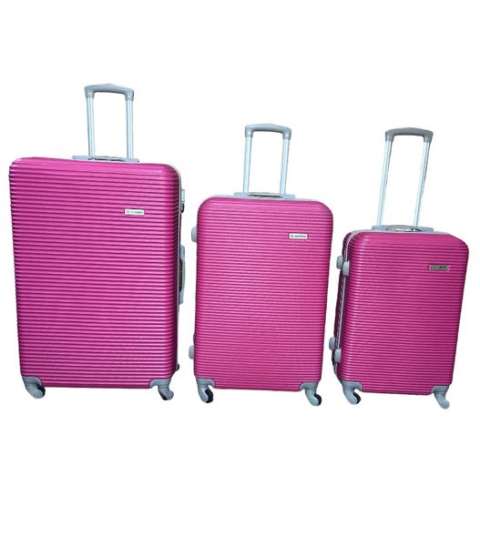 Travel Bag - 3 Piece Luggage Set - Bright Pink