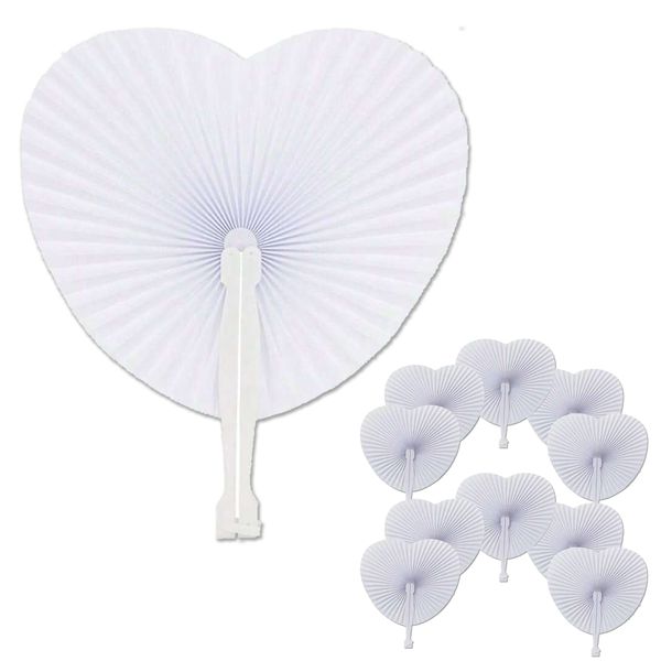 Heart Shaped White Paper Hand Fans
