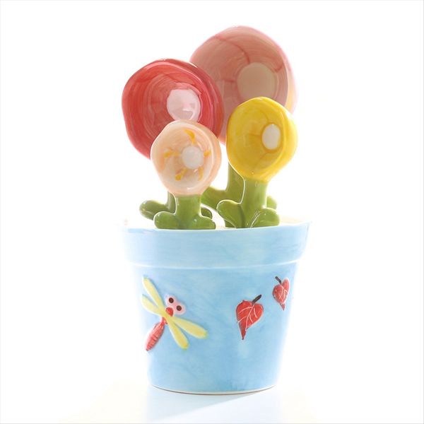 Ceramic Measuring Spoon Baking Food Home Kitchen Salt Sugar Spoon with Base