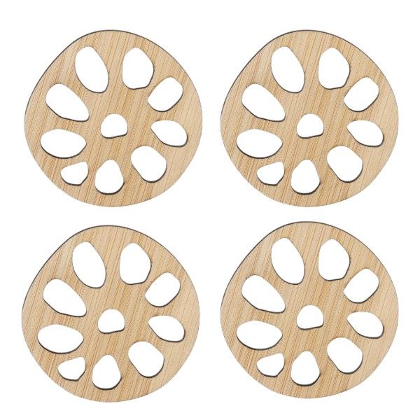 Wooden Anti-Scalding Coaster Set - Brown 4 Pack