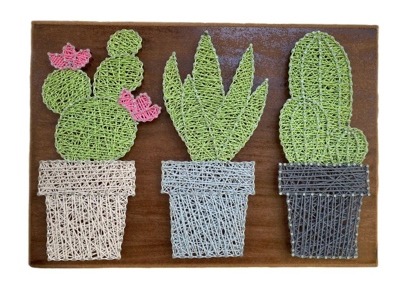 Cactus in string art Plant Succulent Wall Décor Handmade Art Gift