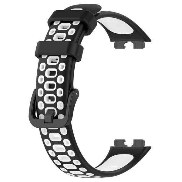 Sports Silicone Strap Compatible with Huawei Band 8/9/10-Black &amp; White