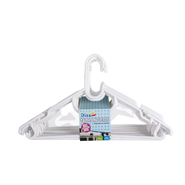 Bulk Pack x 3 Clothes Hangers Plastic White 16pcs Per Pack