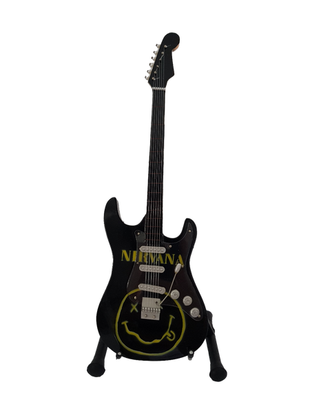 Mini Wooden Guitar Ornament With Stand 23cm - Nirvana