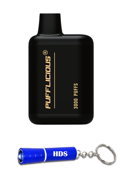 Pufflicious 3000 Puff 50mg Vape - Litchi Ice with HDS Branded Keyring