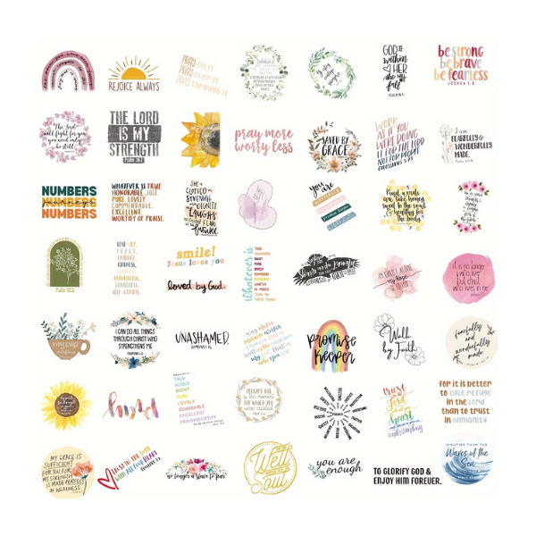 Beautiful Bible Phrases Journaling Stickers - 100 pack