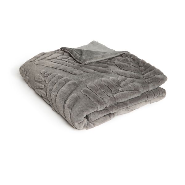 George &amp; Mason - Plush Textured Fleece Blanket 150cm x 200cm - Charcoal