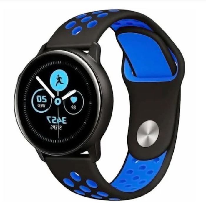 Nike Style Sports Band Watch Strap 20mm for Smart Watch Black & Blue