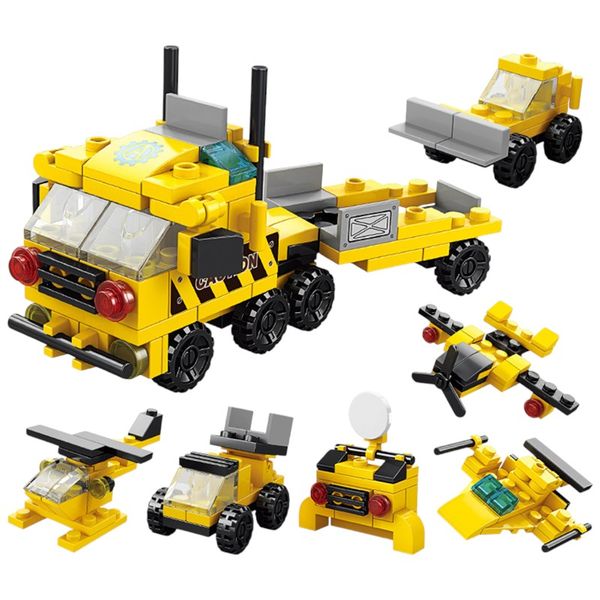 118-Piece Helicopter &amp; Construction Vehicle Building Block Set- Yellow