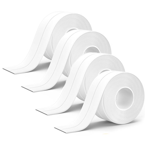 4 PCs 3.8CM X 5M PVC Self Bath &amp; Kitchen Caulk Tape Sealant Strip Set
