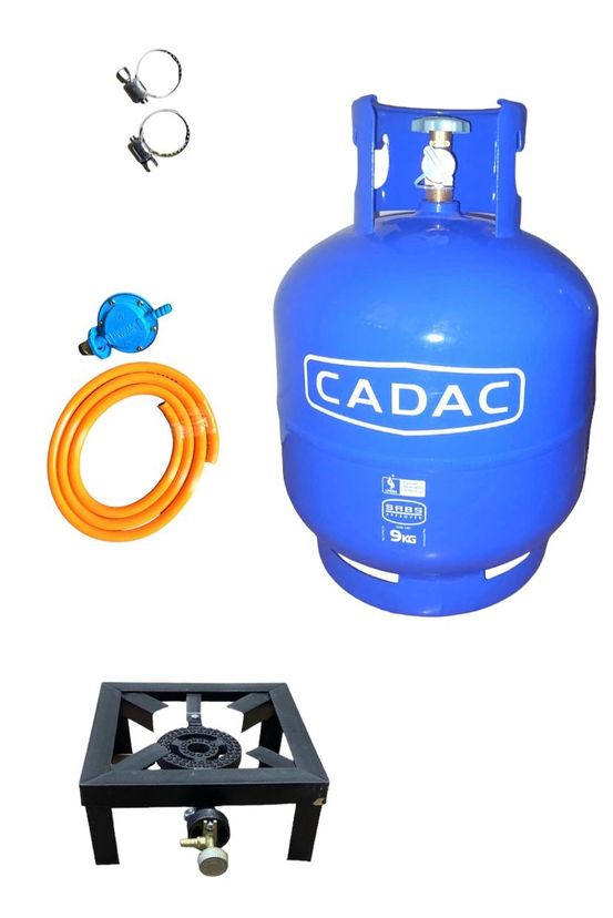 Single gas burner with Regulator Set and Cadac Cylinder - 9 kg