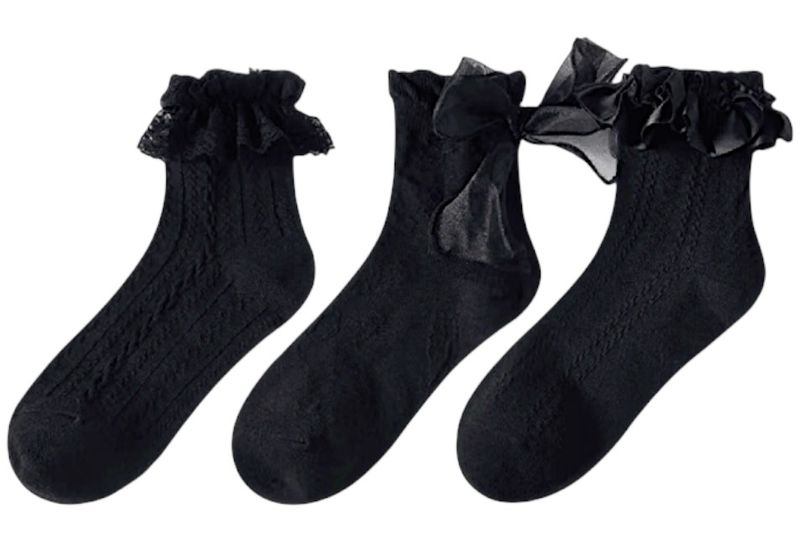 6 Pairs Women`s Patterned &amp; Lace Ankle Socks