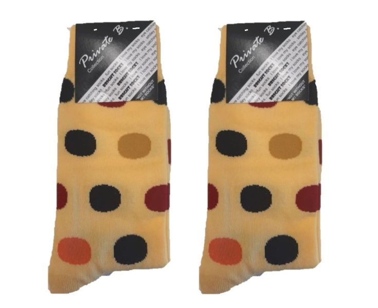 Private Benjamin Luxury Cotton Fashion Socks - 2 Pairs Polkadot Yellow