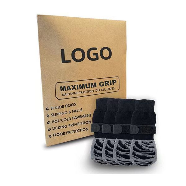 4 Pcs Non-Slip Dog Socks, Adjustable Paw Protector,Prevents Licking, XL