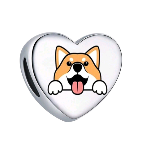 Heart Shaped Corgi Dog Charm for Pet Lovers Charm Bracelets Image