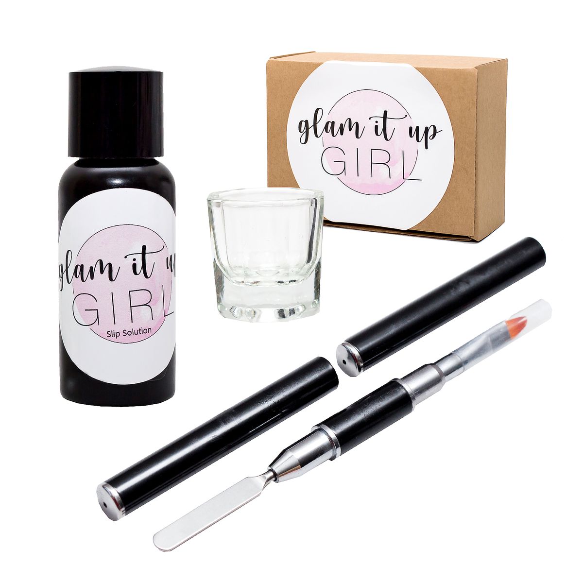 Polygel Brush, Dipping Jar and Slip Solution 30ml Combo - Glam It