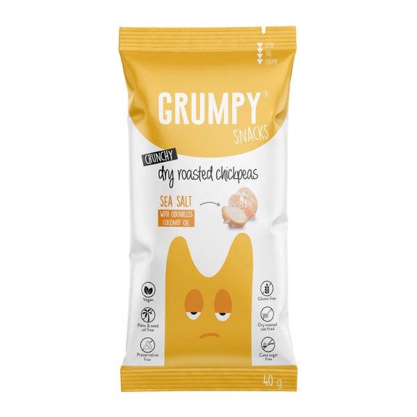 Grumpy Snacks Crunchy Dry Roasted Chickpeas - Sea Salt - 20 x 40g bags