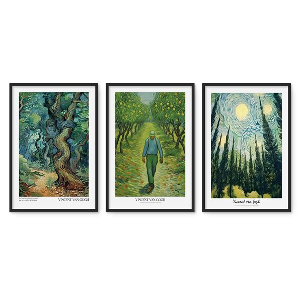 Cape Art Framed Canvas 3 Piece 45x65cm Vincent Van Gogh Iconic Portraits