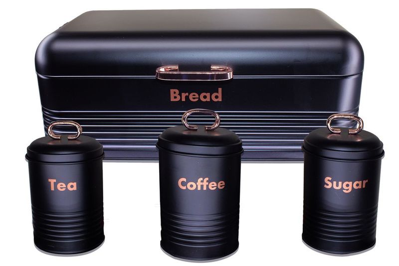Tentech-Breadbin Steel Design with 3 Piece Matching Canister Set