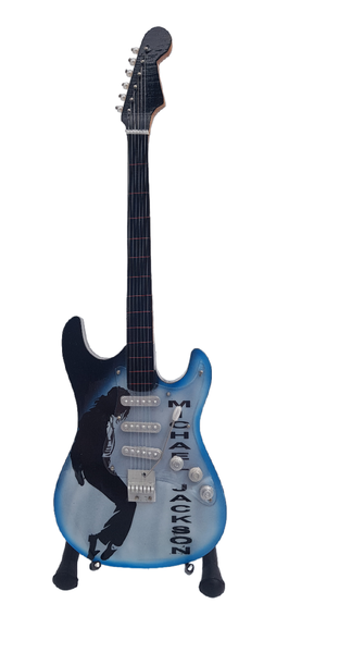 Mini Wooden Guitar Ornament - Blue Michael Jackson - 24 x 7cm