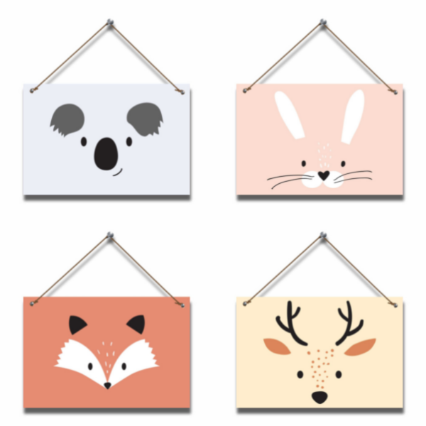 Imaginate - Baby Room Picture Boards - Animated Woodland Animals - 4 Piece