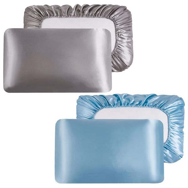 Satin Silk Pillowcases for Skin and Hair,Set of 4 Satin Pillow Cases Soft