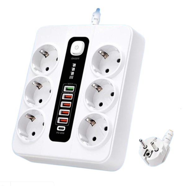 Ultra High-Speed Socket 6AC Outlets+5USB+1PD 20W Power Socket