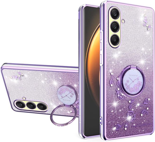 Bling Sparkle Flowers Phone Case Compatible With Samsung Galaxy S24 Plus