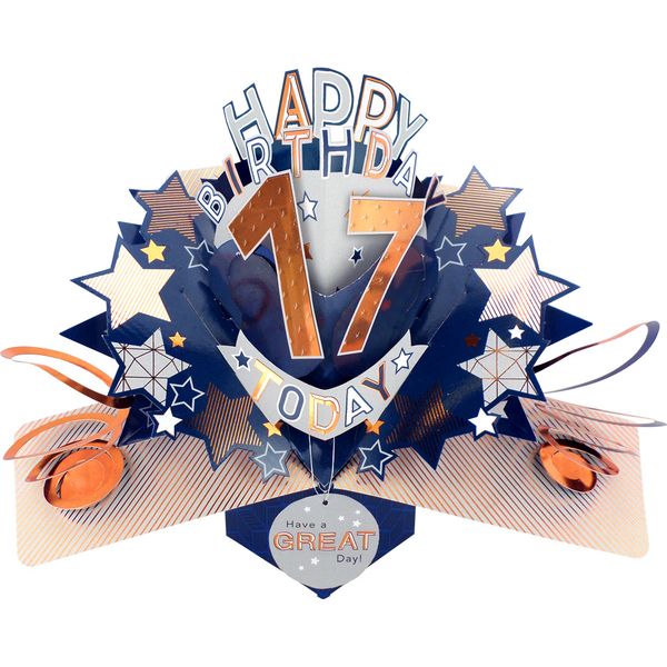 Happy 17th Birthday 3D Pop Up Card - Male