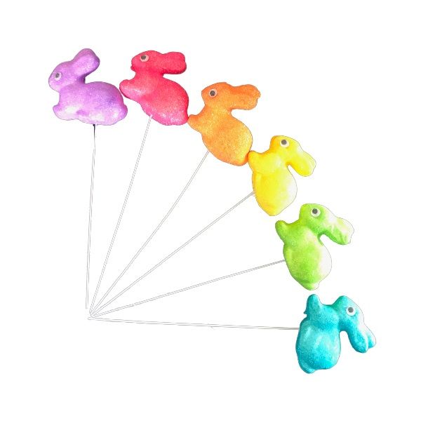 Glitter Easter Bunny Stakes - Table &amp; Cake Decorations (Set of 12)