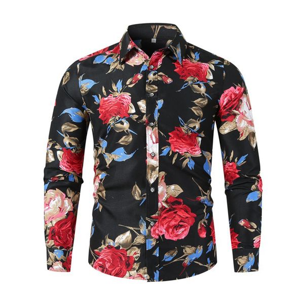 Men's Long Sleeve Dress Shirt Gradient Casual Button Down Fitted