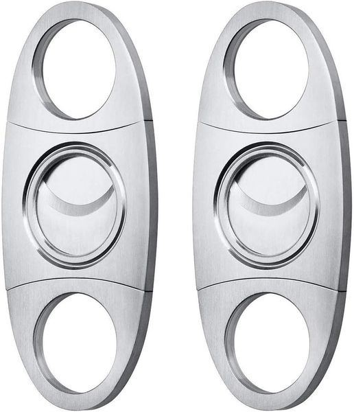 2Pack Cigar Cutter Guillotine Stainless Steel Smooth Double Blade