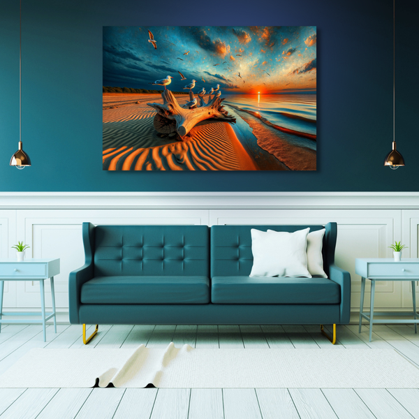 Canvas Wall Art Decor - Beach Driftwood Beauty Artwork