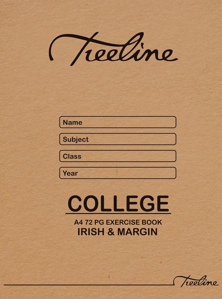 Treeline A4 72pg Exercise Books Irish &amp; Margin - Pack 20