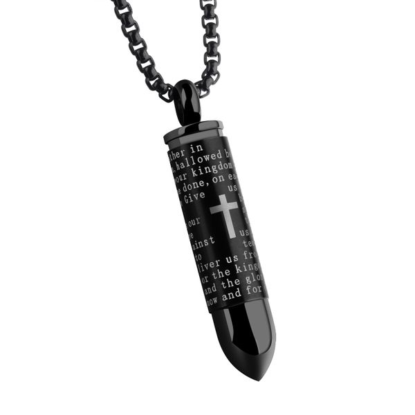 Black Our Father Bullet Necklace (NL-GX1137-BK)