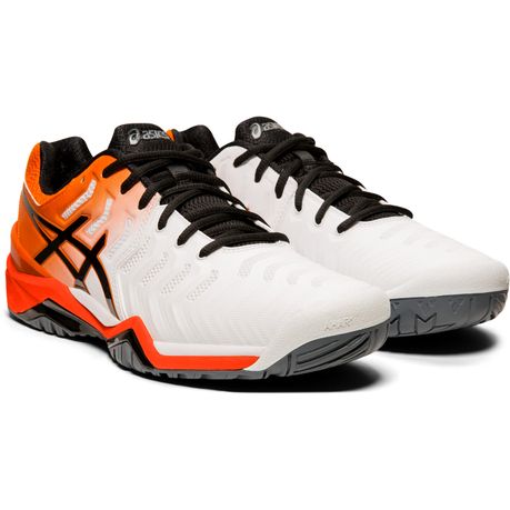 Asics men's gel-resolution 7 sale tennis shoes white and koi