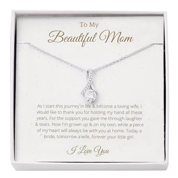 To My Beautiful Mom Pendant Necklace With Gift Box