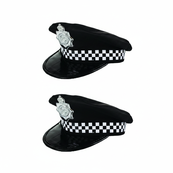 Dress Up Police Officer Hat for Kids - Durable Costume Accessory - 2 Pack