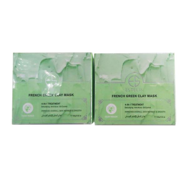 Pack of 2 French Green Clay Mask 4 in 1 Treatment - 100g x 2