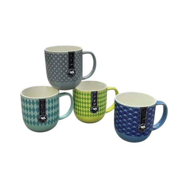 Set of 4 Multi Colour Coffee Mugs 400ml
