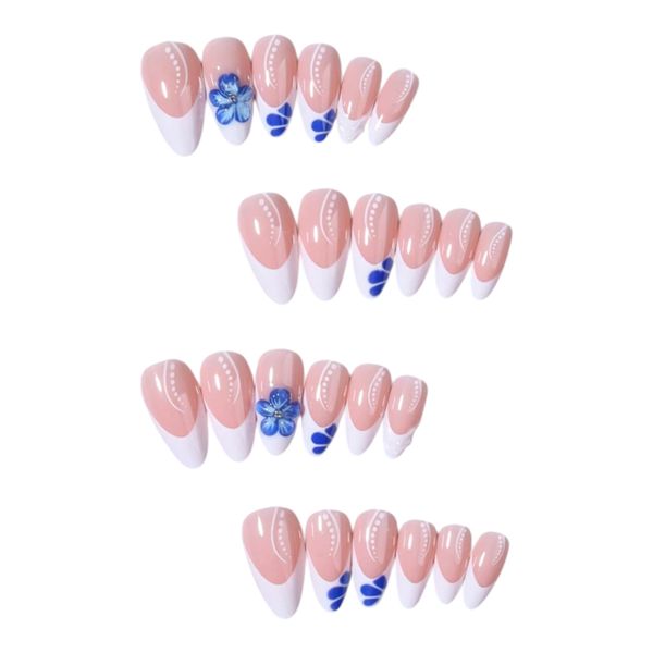 24pcs 3D Gel Flowernails Design Press On Nails