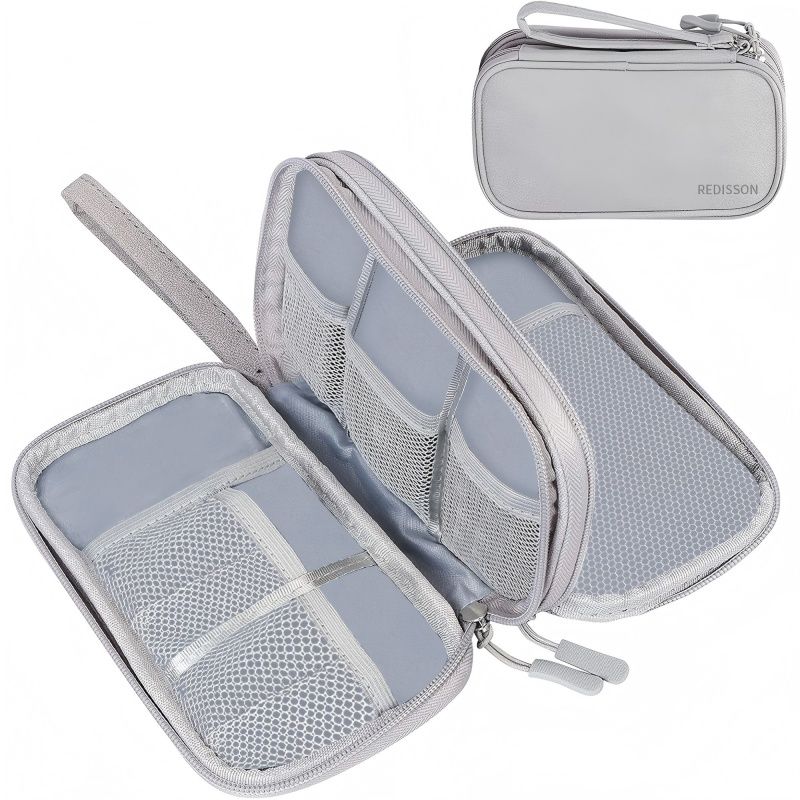Double layer electronic accessory storage bag travel cable organizer bag