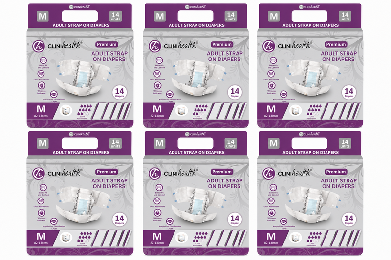 6 x Clinihealth Strap On Diapers Medium